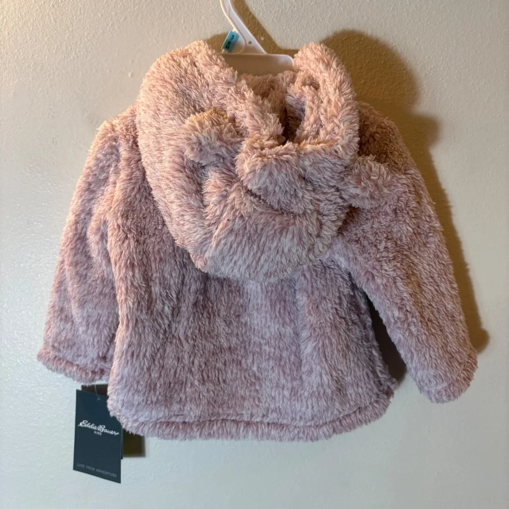 Eddie Bauer Kids Lilac Mauve Ultra-Soft Hooded Fleece Jacket 3/6M NWT‎